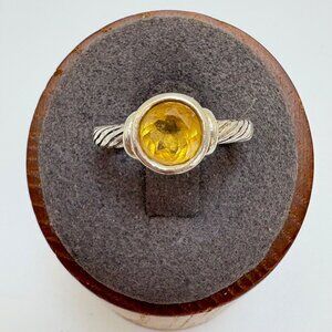 VTG Solid Sterling SIlver 925 Citrine Twist Band Statement RIng Size 6.75